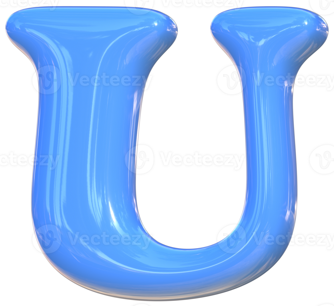 U cute 3D alphabet kawaii and colorful letters png