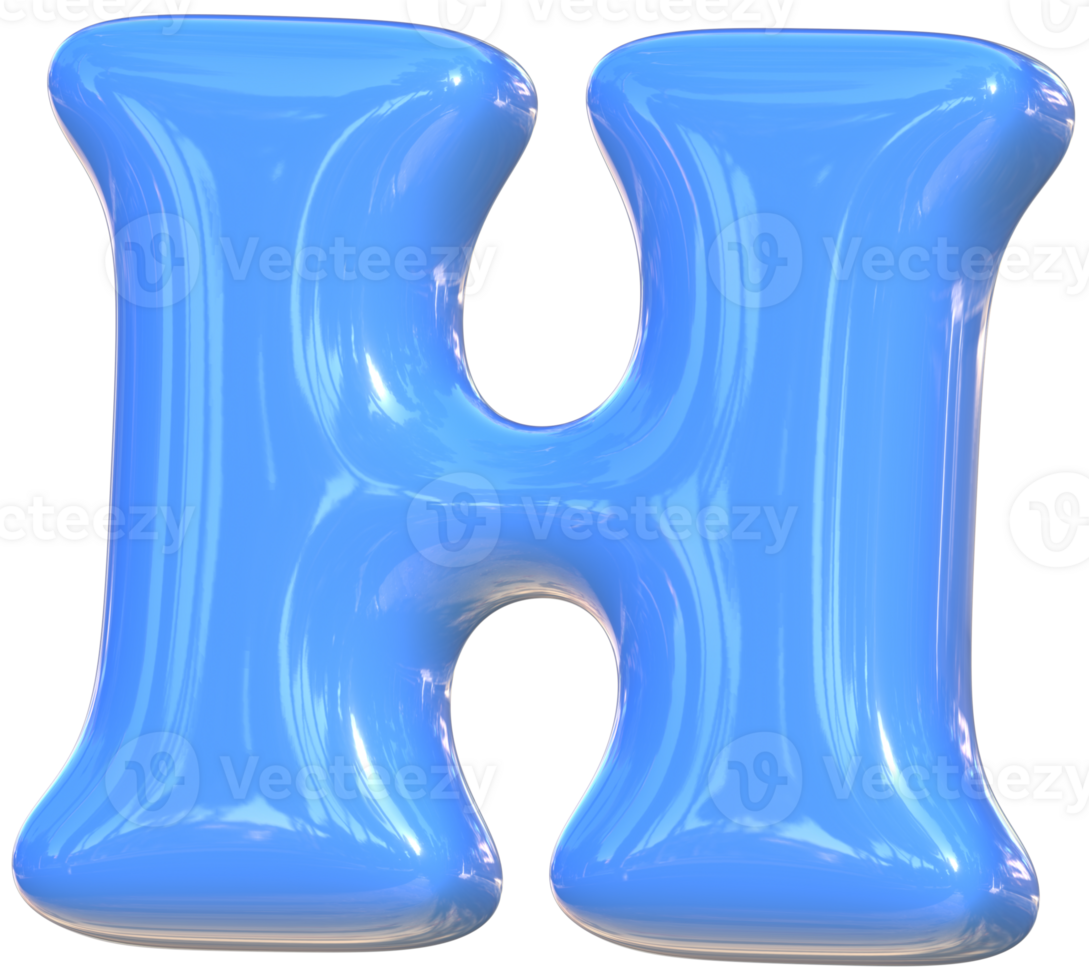 H cute 3D alphabet kawaii and colorful letters png