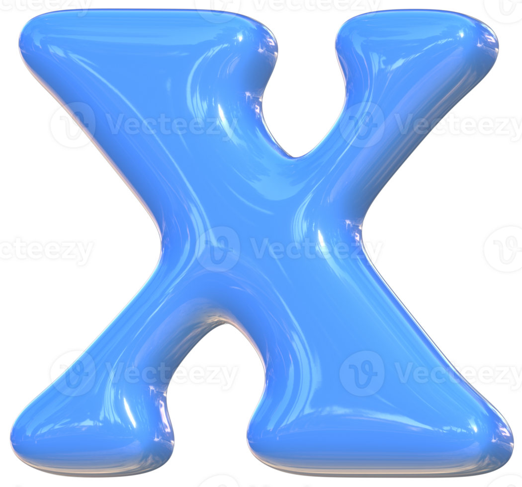 X cute 3D alphabet kawaii and colorful letters png