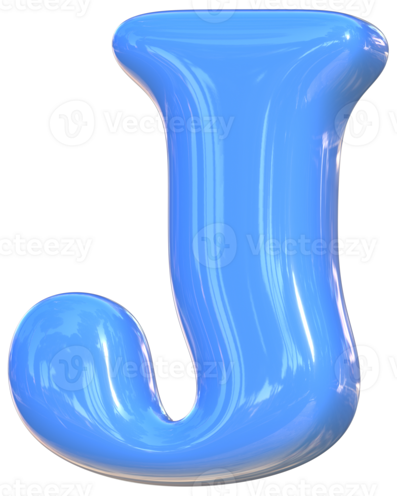 J cute 3D alphabet kawaii and colorful letters png