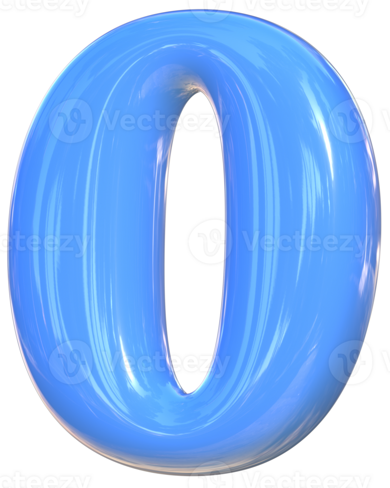 Zero 0 cute 3D number alphabet kawaii and colorful letters png