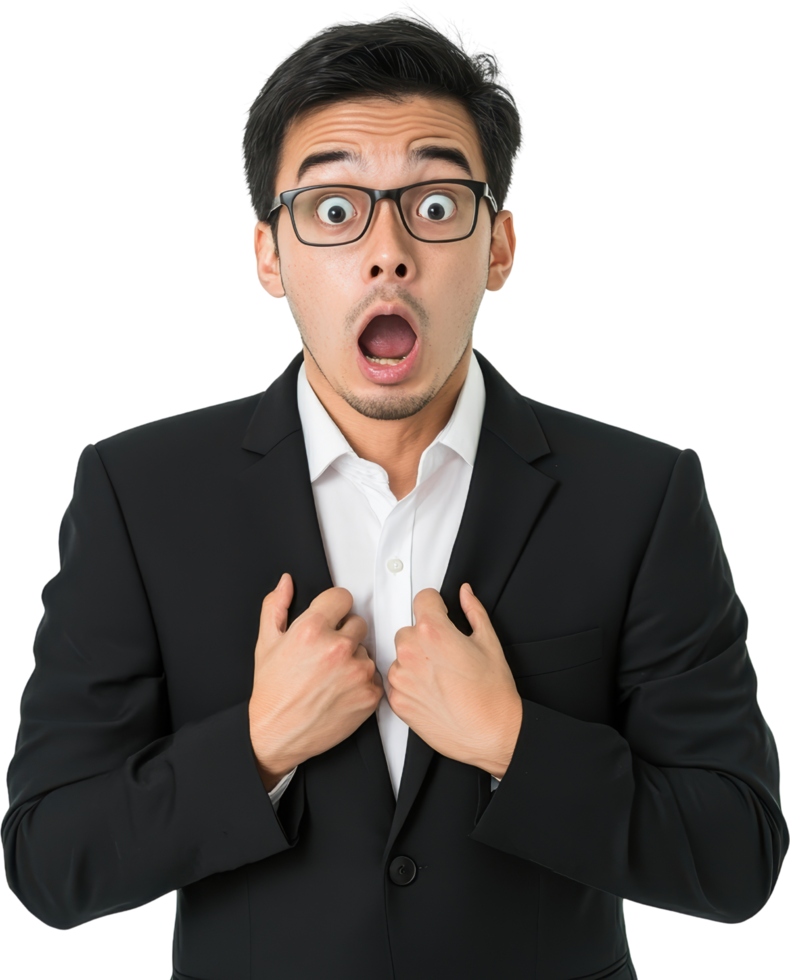 Shocked Businessman in Suit with Open Mouth png