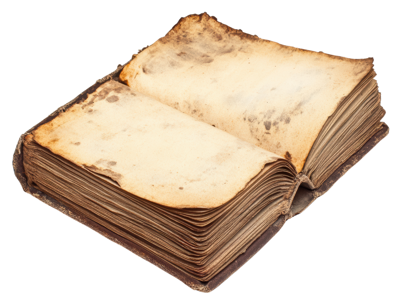 Old antique book open isolated transparent background png