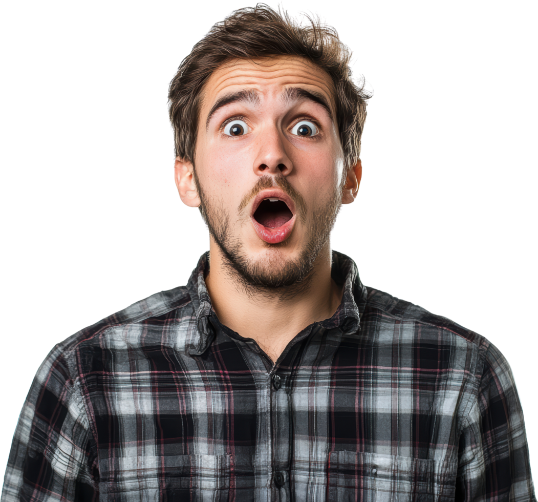 Surprised Young Man with Open Mouth and Wide Eyes png