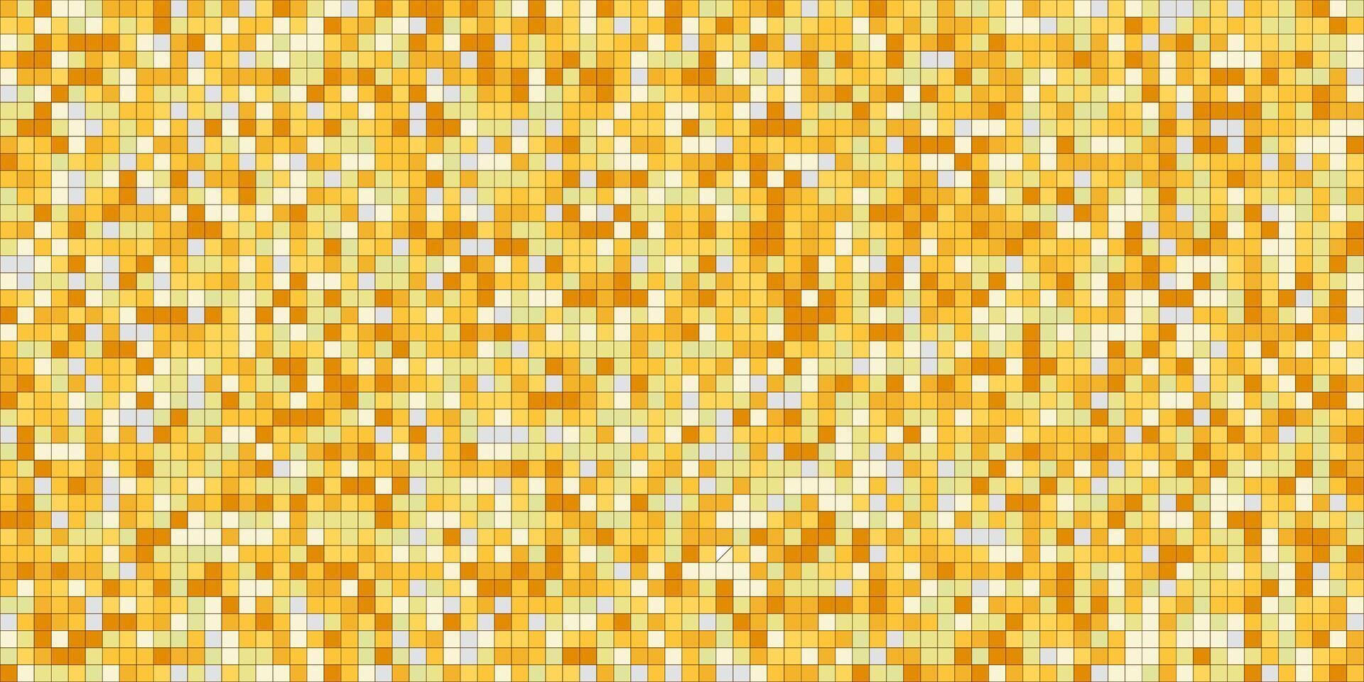 Disco gold tiles, shiny mosaic halftone sparkles. Vibrant paillette background. Sequin texture, Metallic yellow orange decoration, light effect. vector