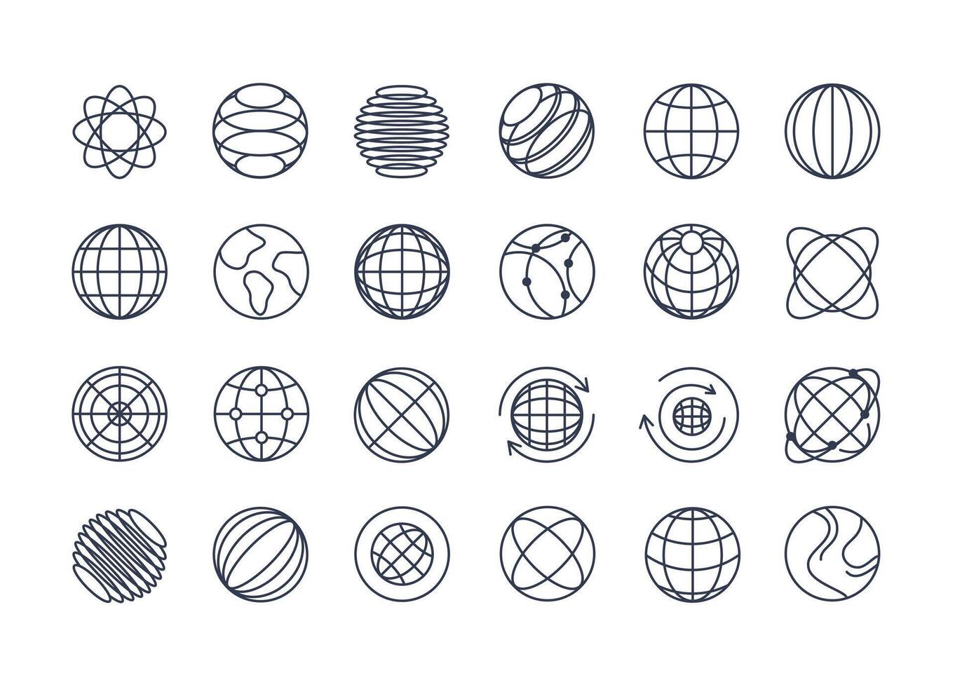 Global line icons collection. line icons for website design. containing worldwide, global, web, global shipping, services, expansion, internet, world, travel, global network. illustration. vector