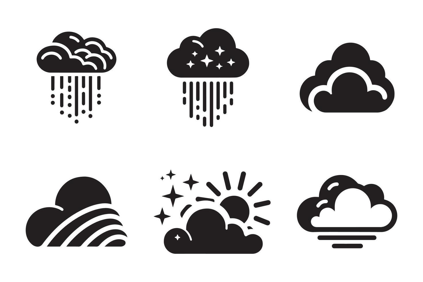 Set of Graceful Clouds Under Sun Gaze vector
