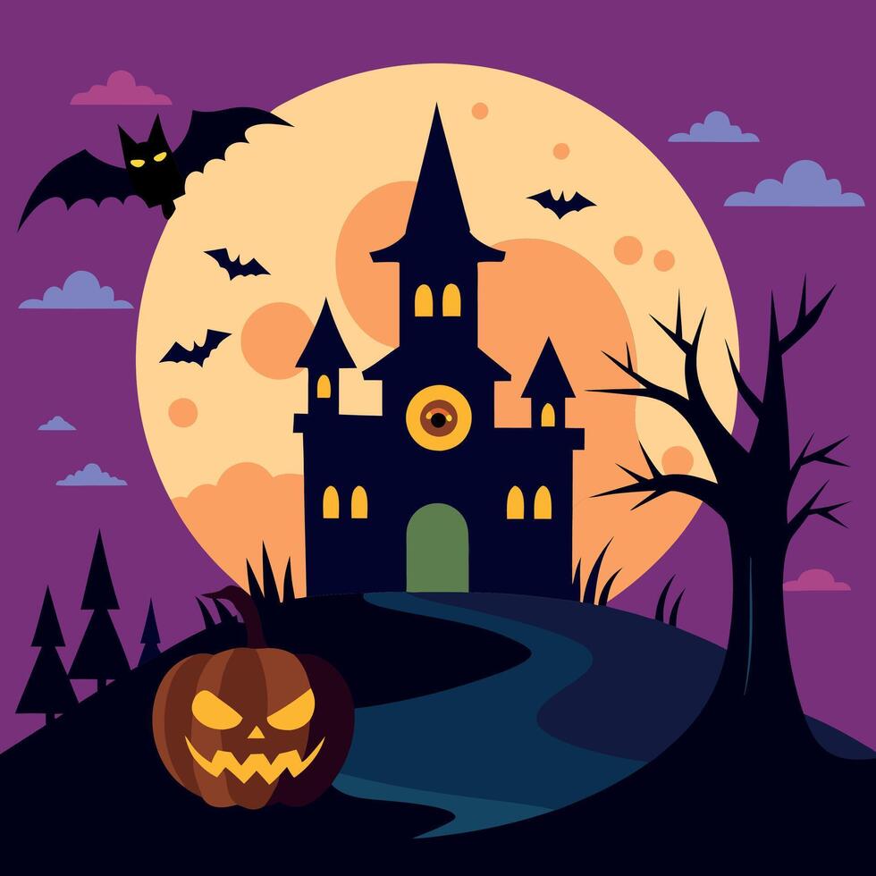 Moonlit Trees and Spooky Shadows vector
