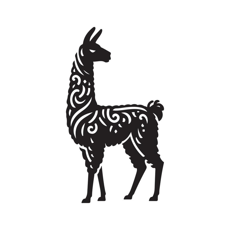 Wandering Llama Silhouette Branding Art vector