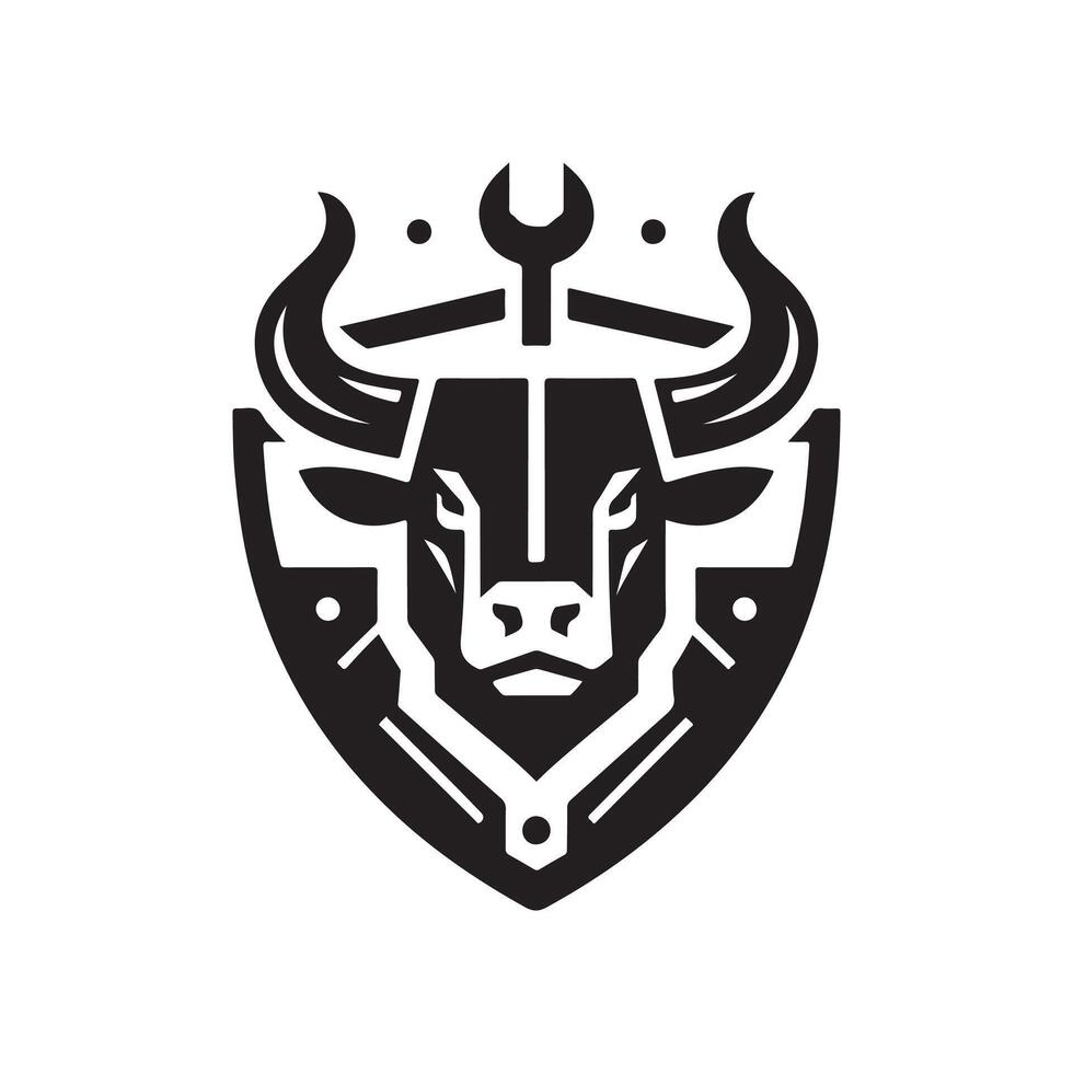 Striking Bull Silhouette Branding Image vector