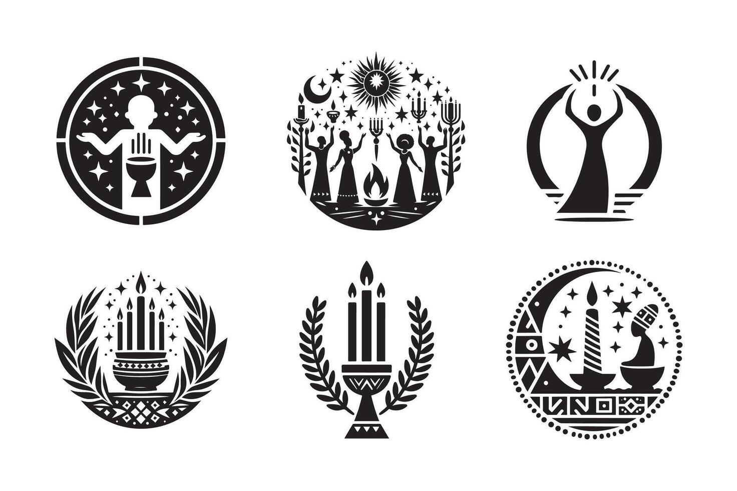 Set of Black Unity Kwanzaa Logo Design vector