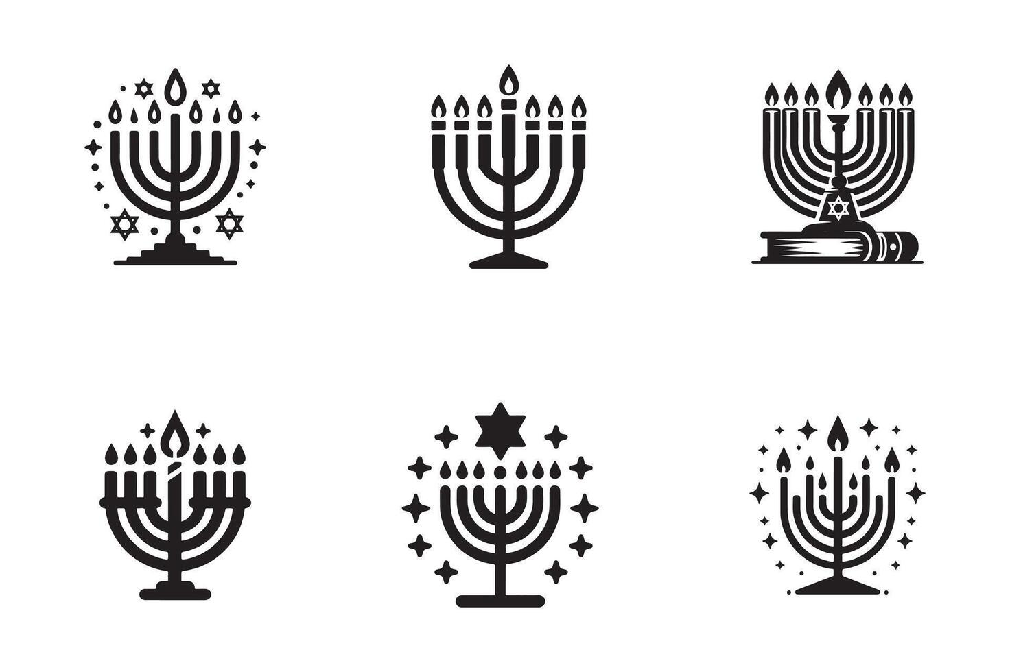 Set of Minimalist Menorah Hanukkah Logo Design vector