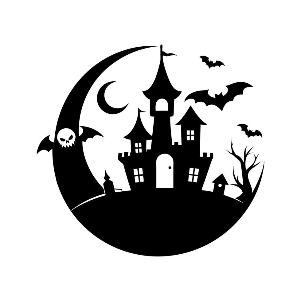 Ghostly Figures Against Full Moon vector