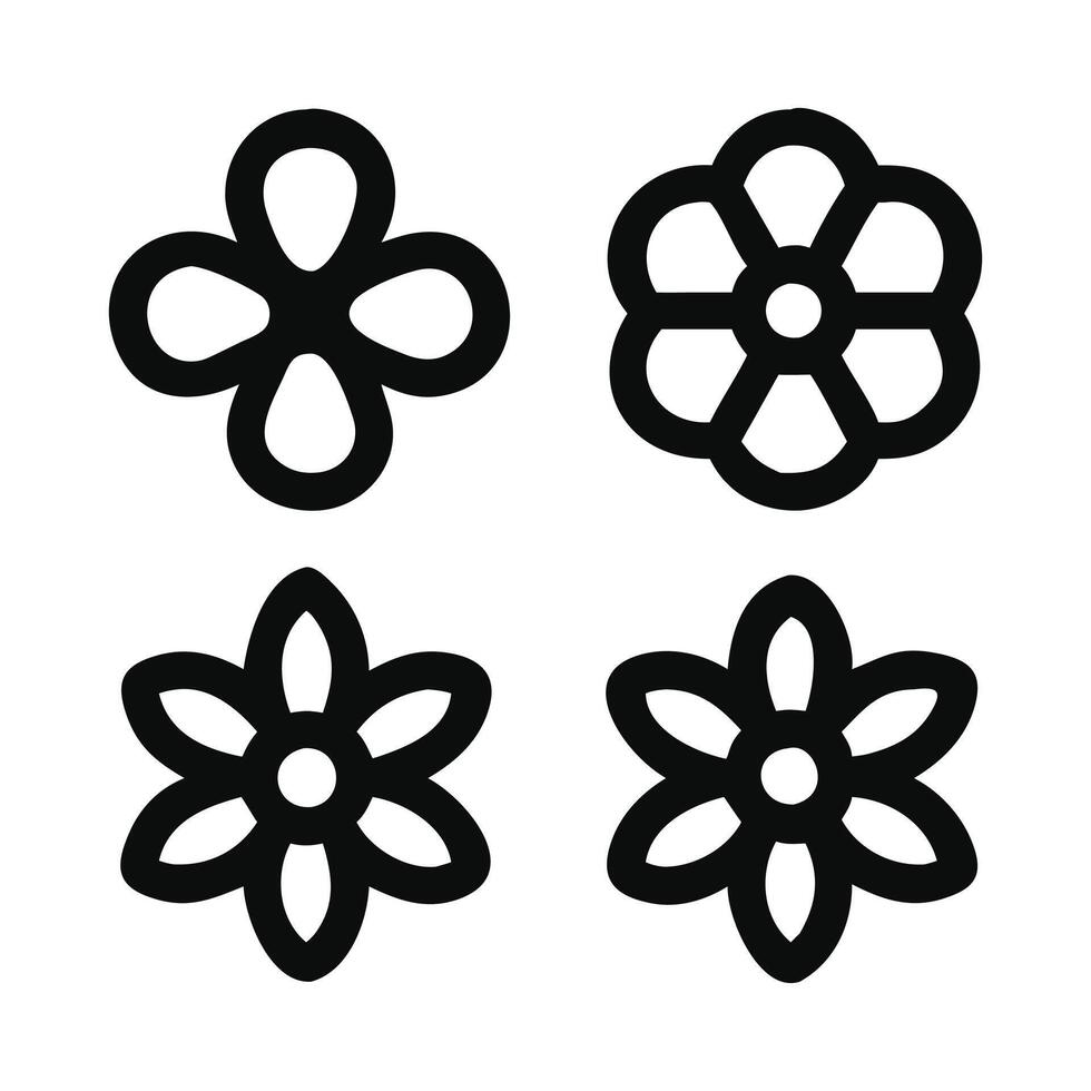 Set of Delicate Flower Outline Logo vector