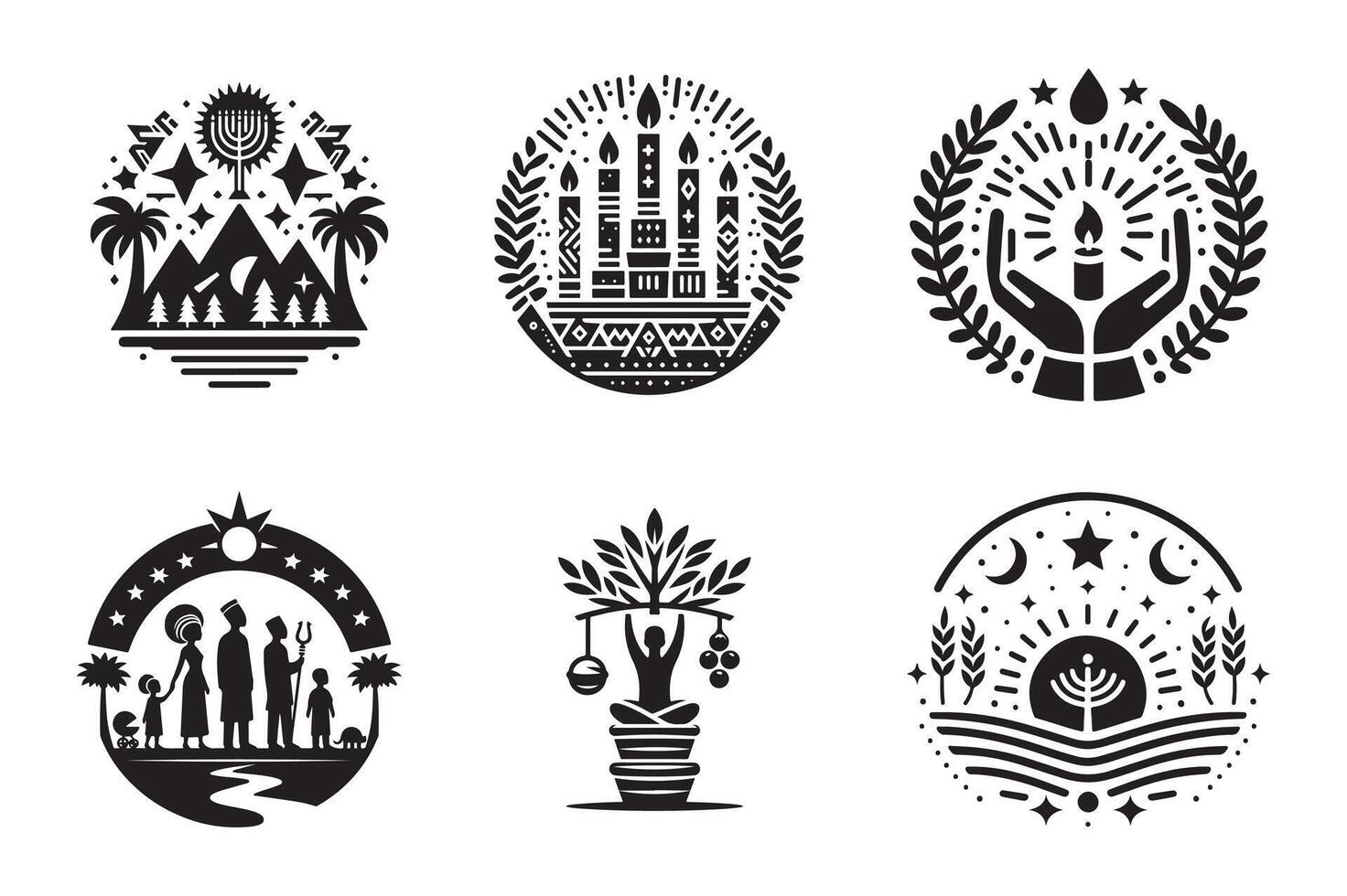 Set of Unity, Faith, Kwanzaa Icon Design vector