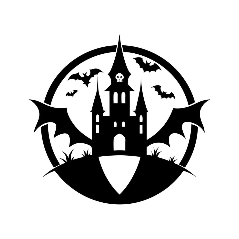 Gothic Halloween logo design template, Silhouette logo design template black and white vector