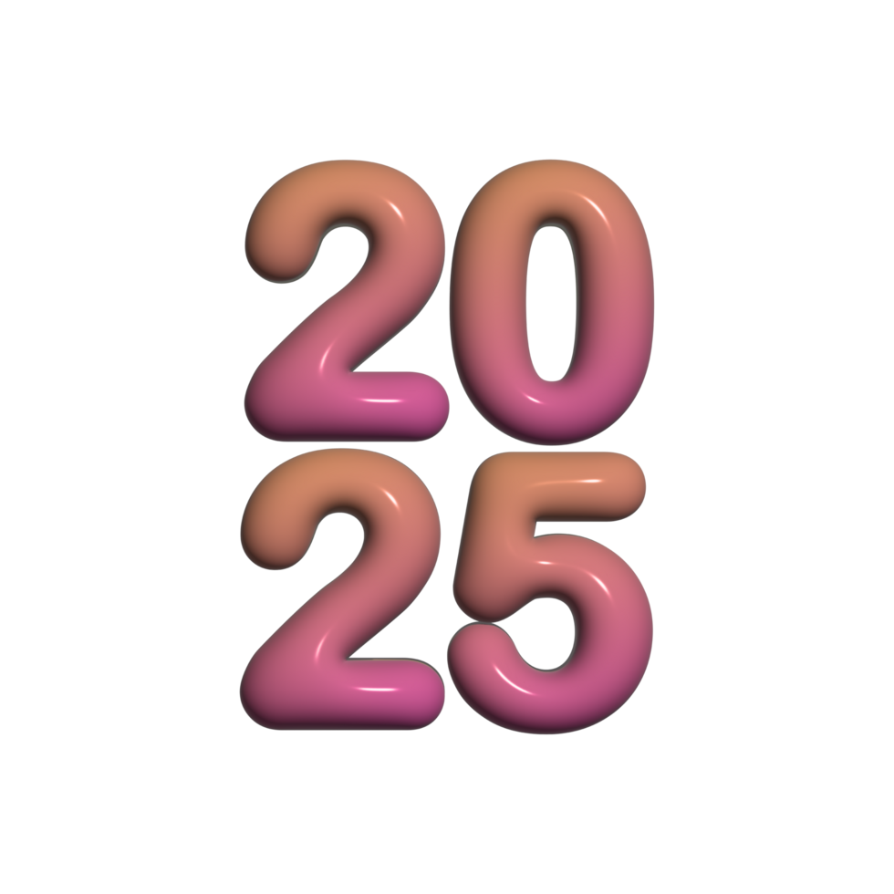 2025 text design in metallic object png