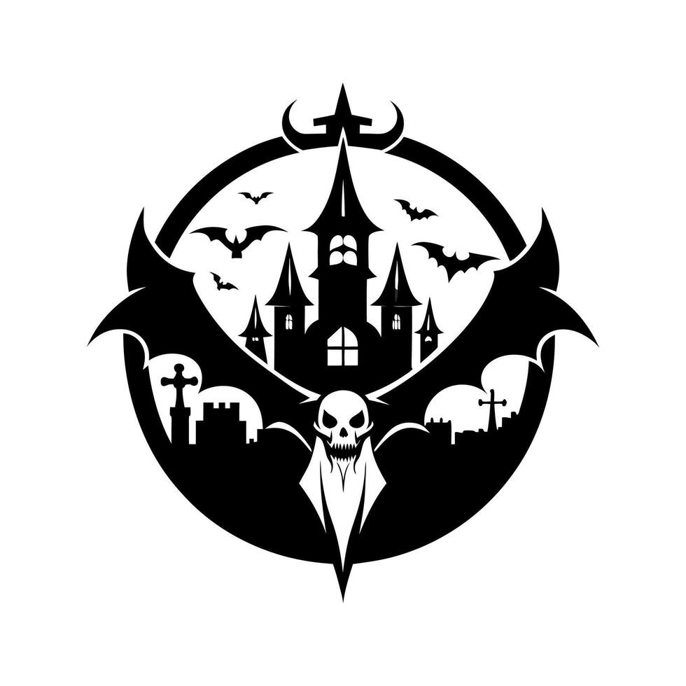 Gothic Spider Web Silhouette Badge vector