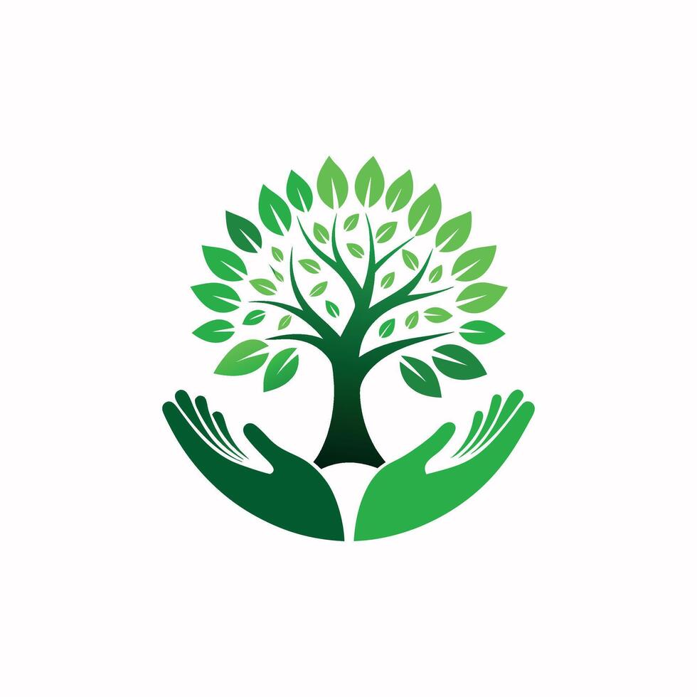 Hands Nurturing Nature's Green Growth vector