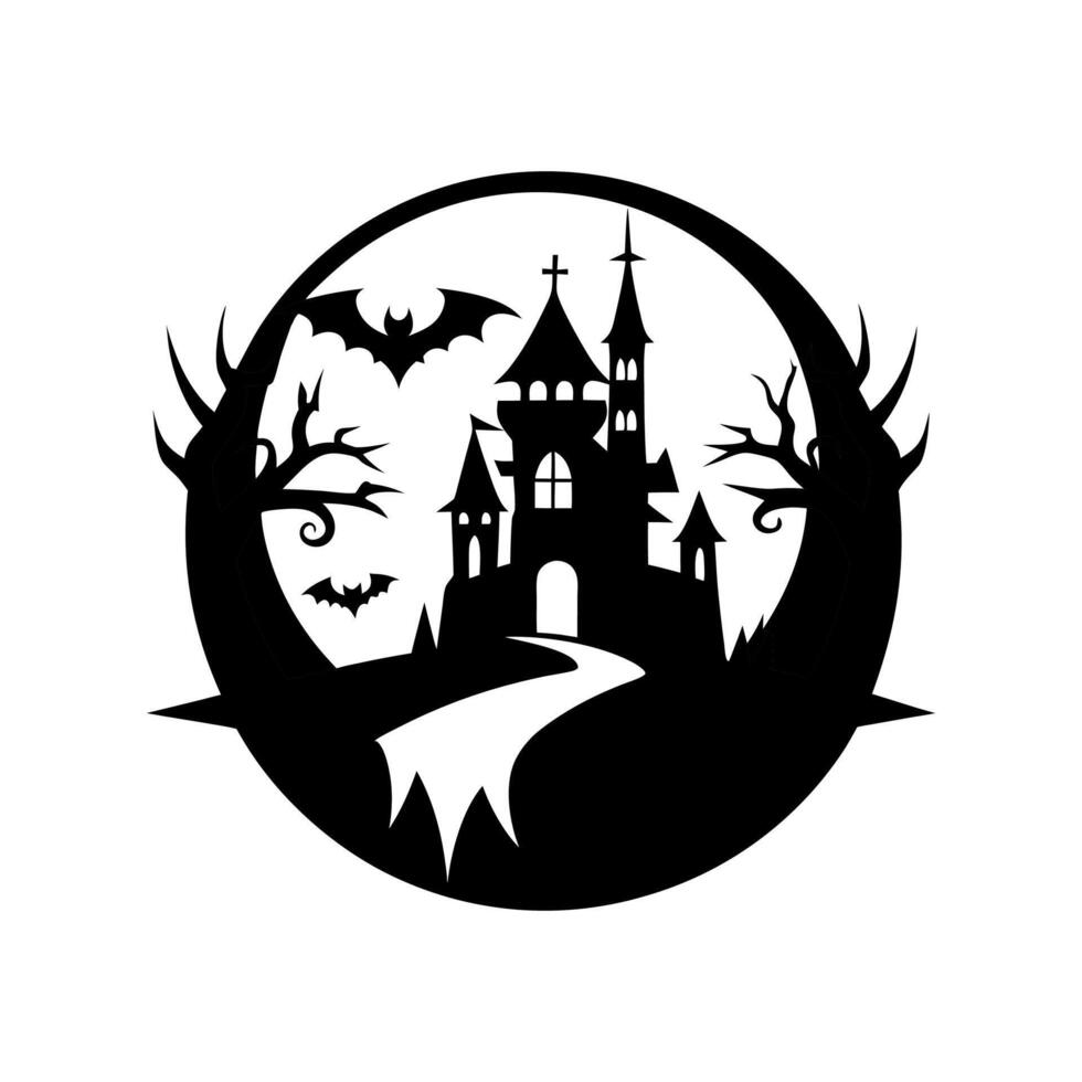 Twisted Gothic Skull Outline Badge vector