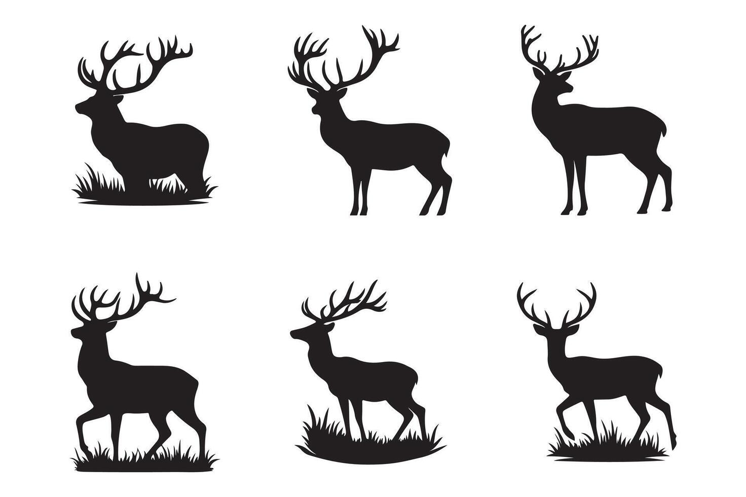 Set of Deer Silhouette Clean Logo Design vector