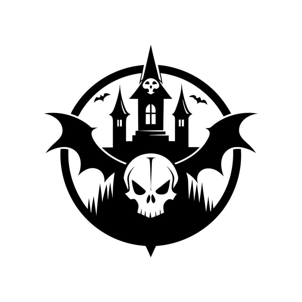 Dark Gothic Crows Silhouette Emblem vector