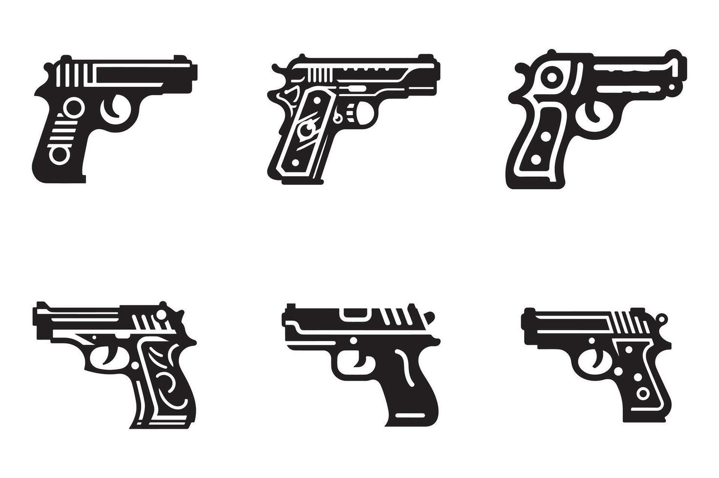 Set of Streamlined Gun Shape for Branding vector