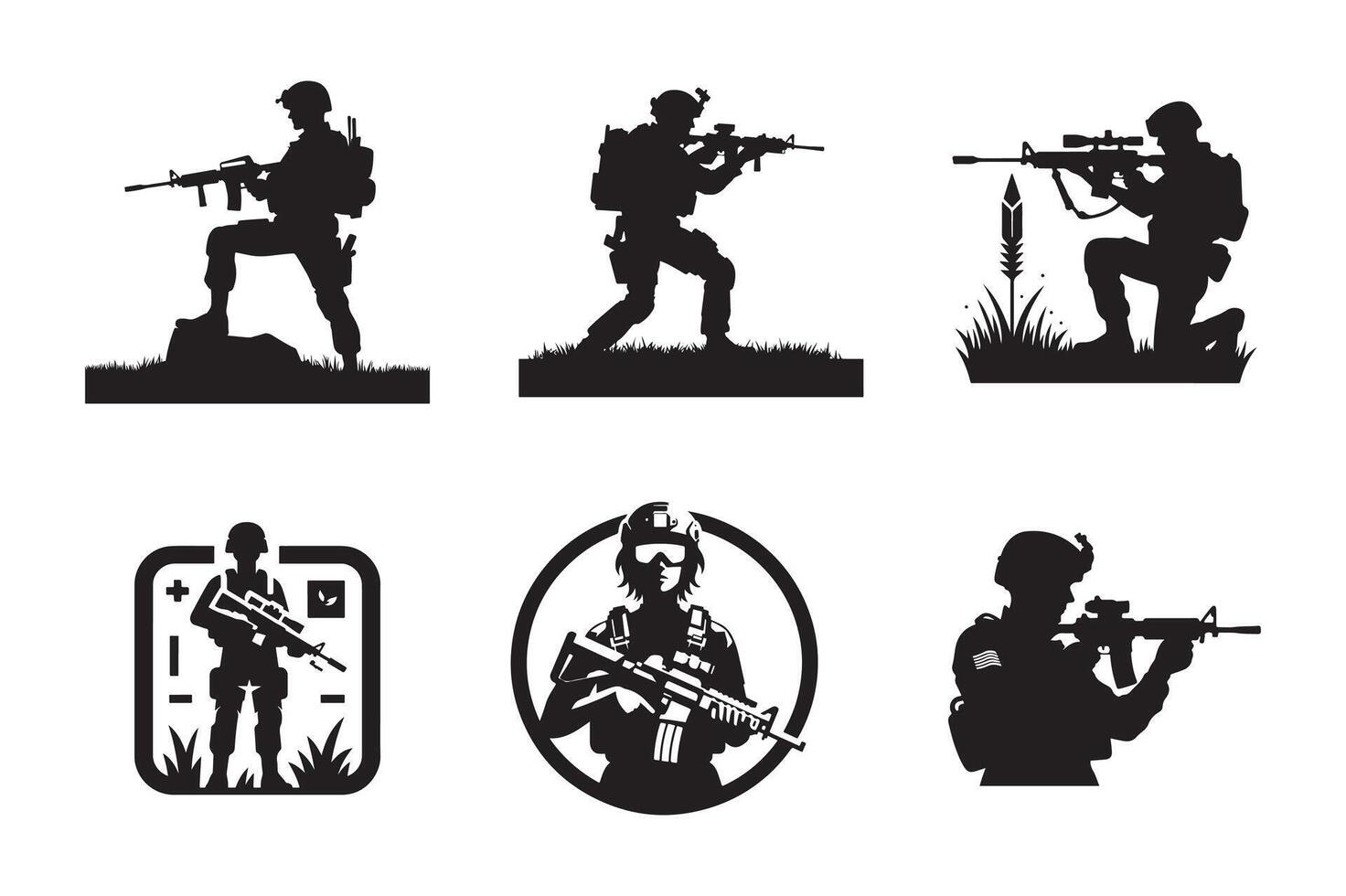 Set of Bold Warrior on Duty Logo vector