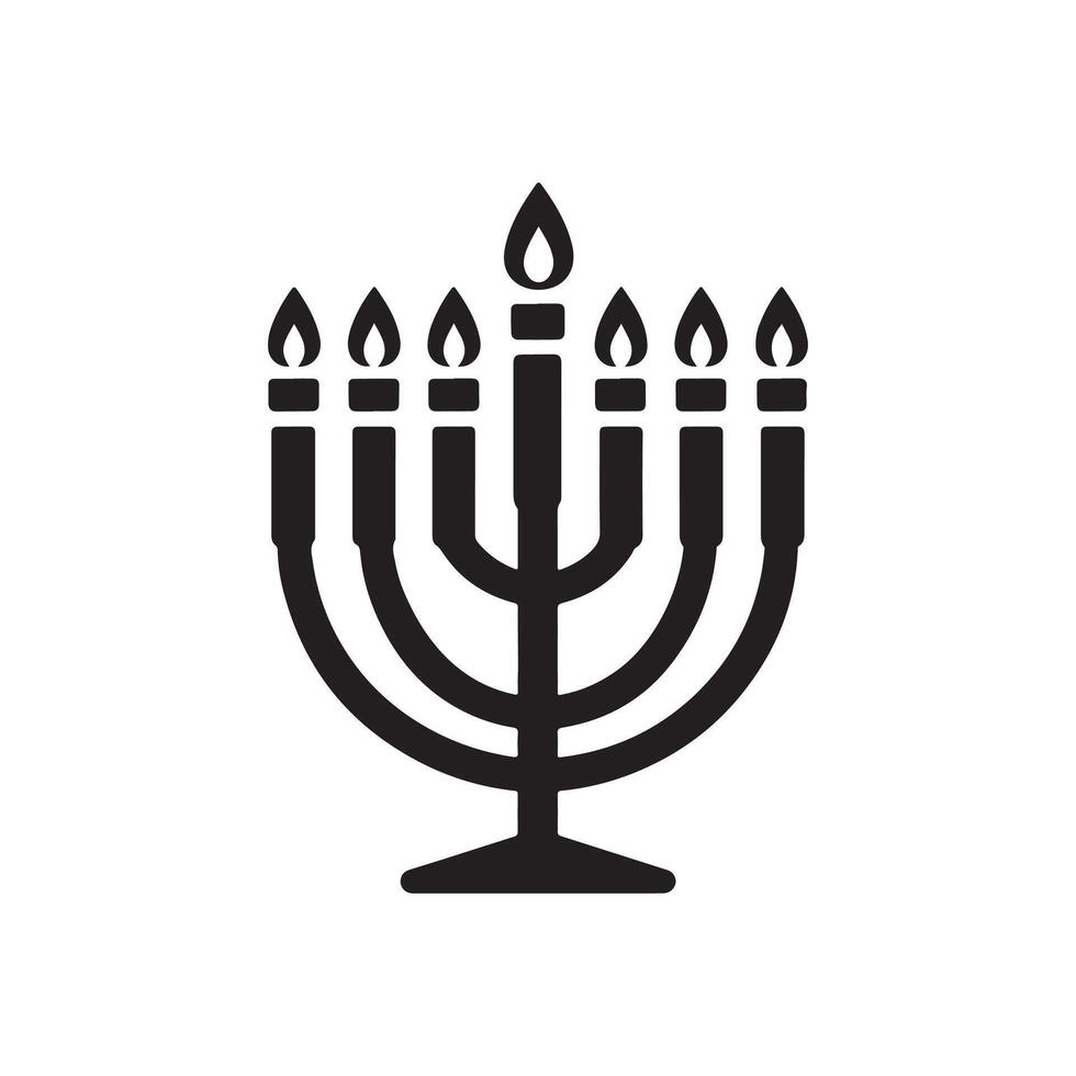 Classic Hanukkah Symbols Outline Design vector