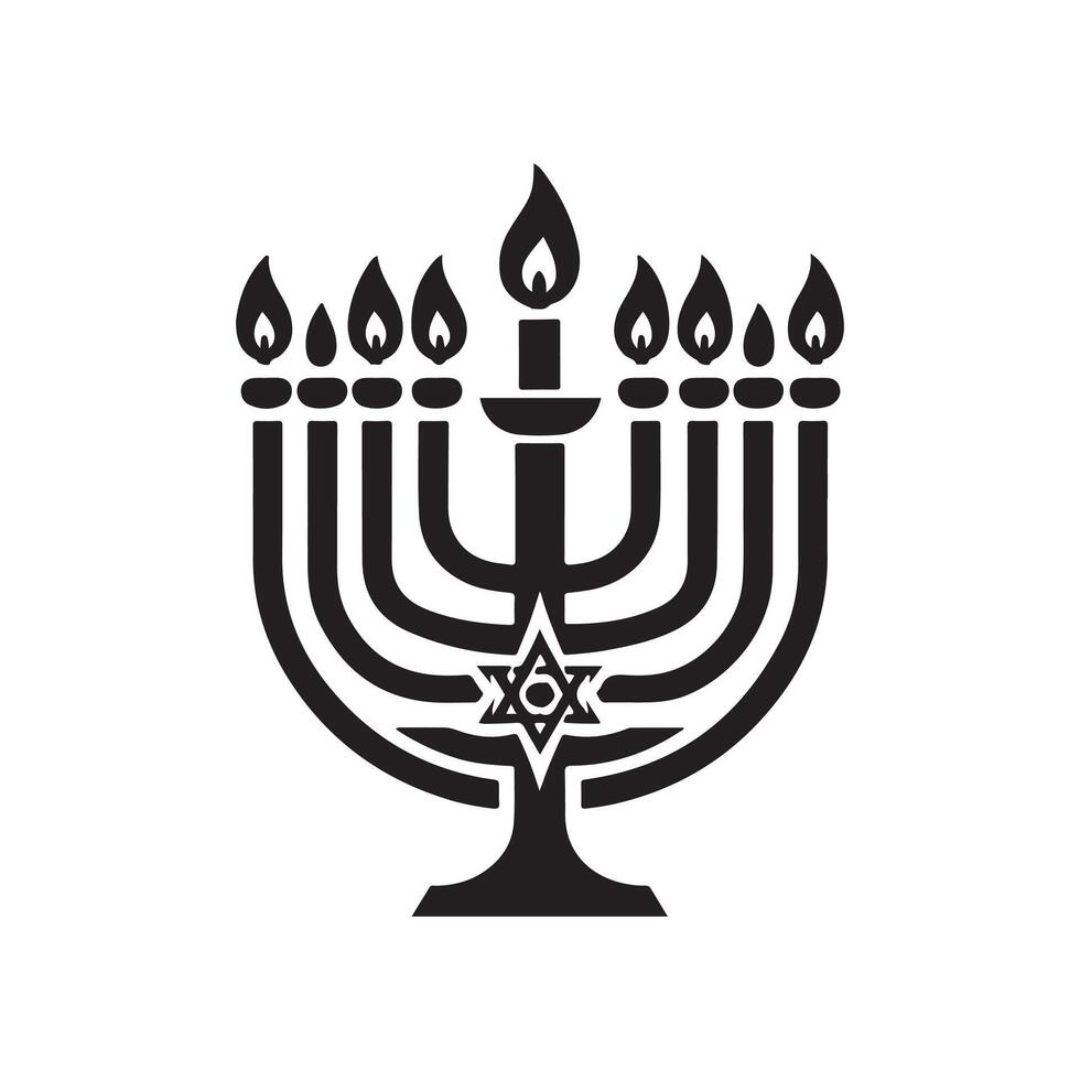 Hanukkah Candle Design in Outline vector