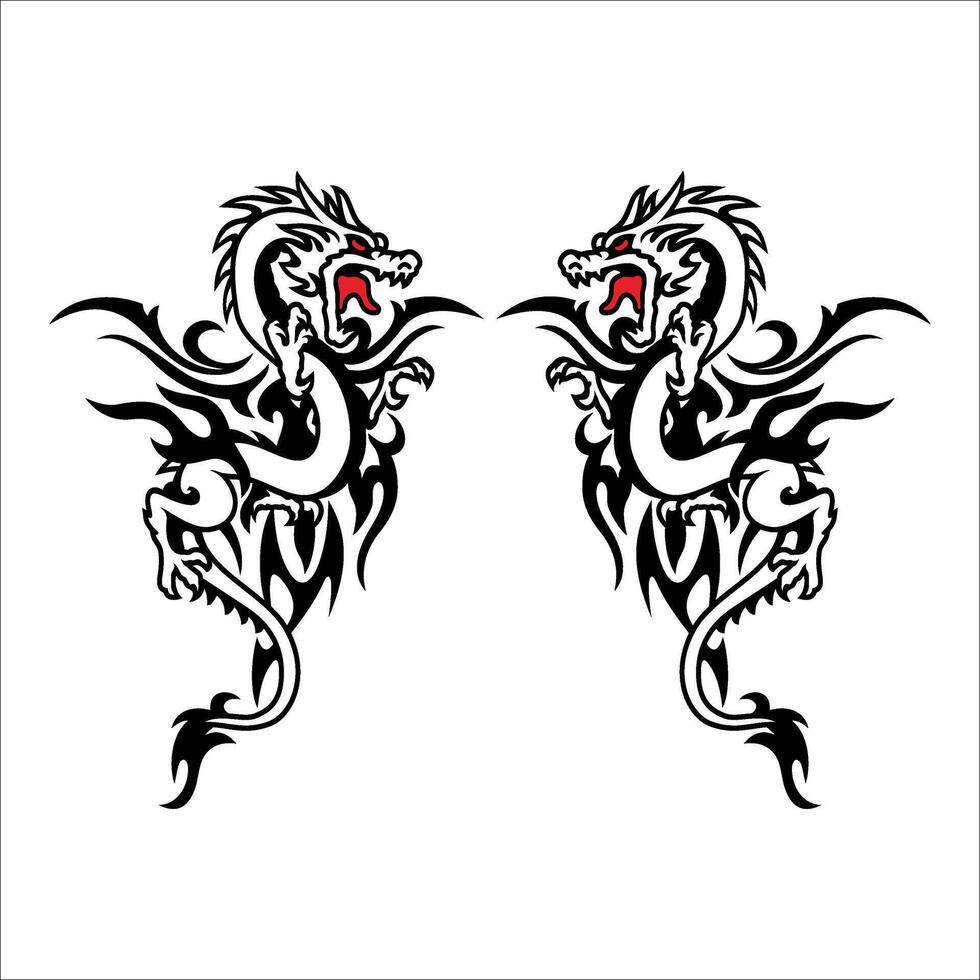 Two dragons facing each other vector