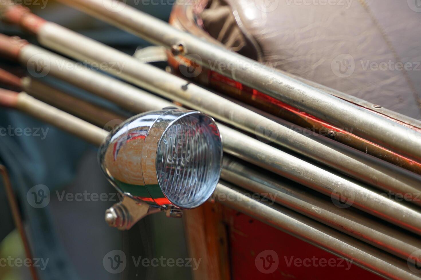 Side lights of old tricycle, vehicles of Thai people in ancient times. Soft and selective focus photo