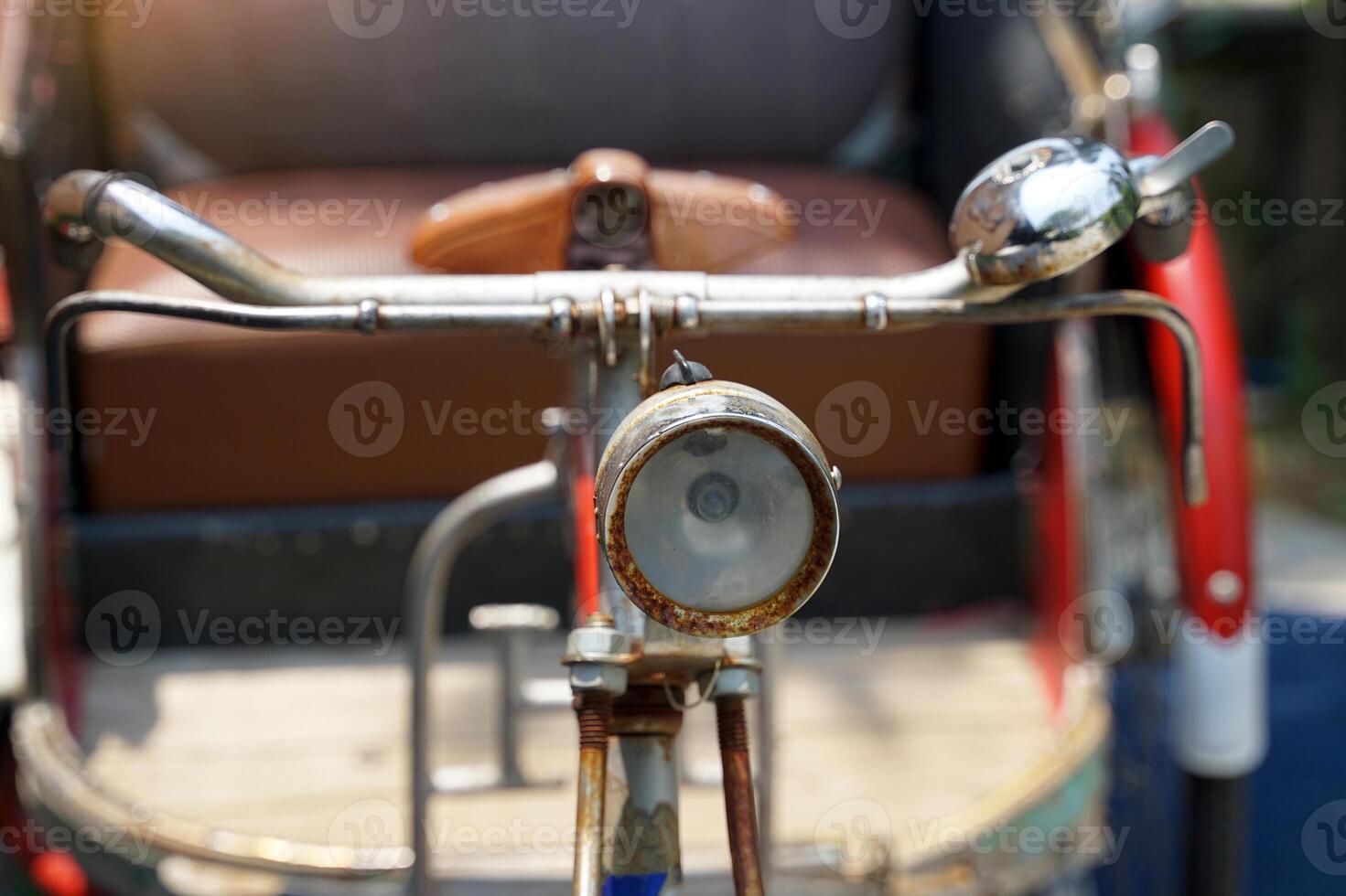Front Light of old tricycle, a vehicle of Thai people in ancient times. Soft and selective focus. photo