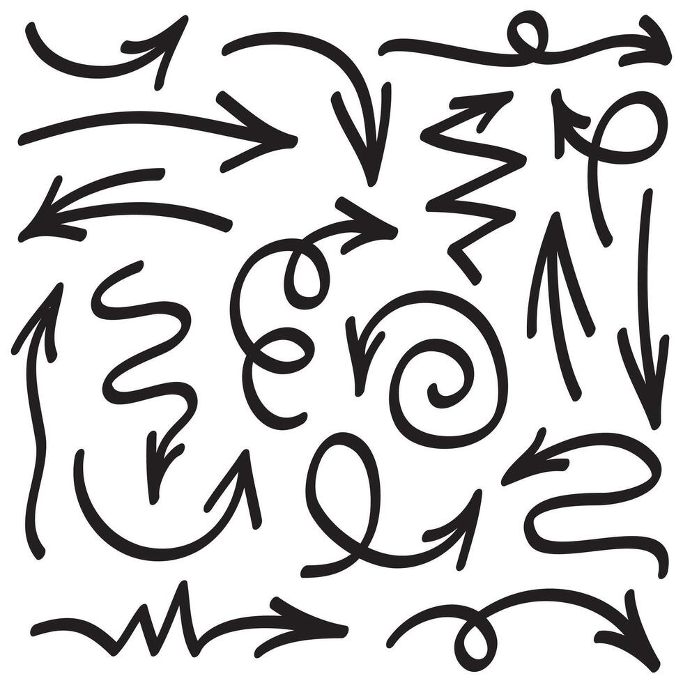 set of hand drawn arrows . doodle design elements. Illustration on white background.for business infographic, banner, web and concept design. vector