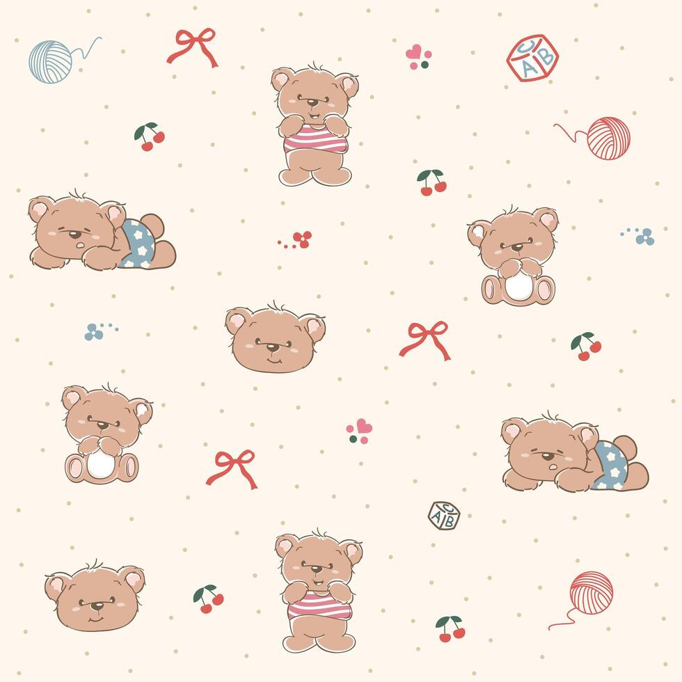 CUTE BEAR WITH POLKADOT PATTERN vector