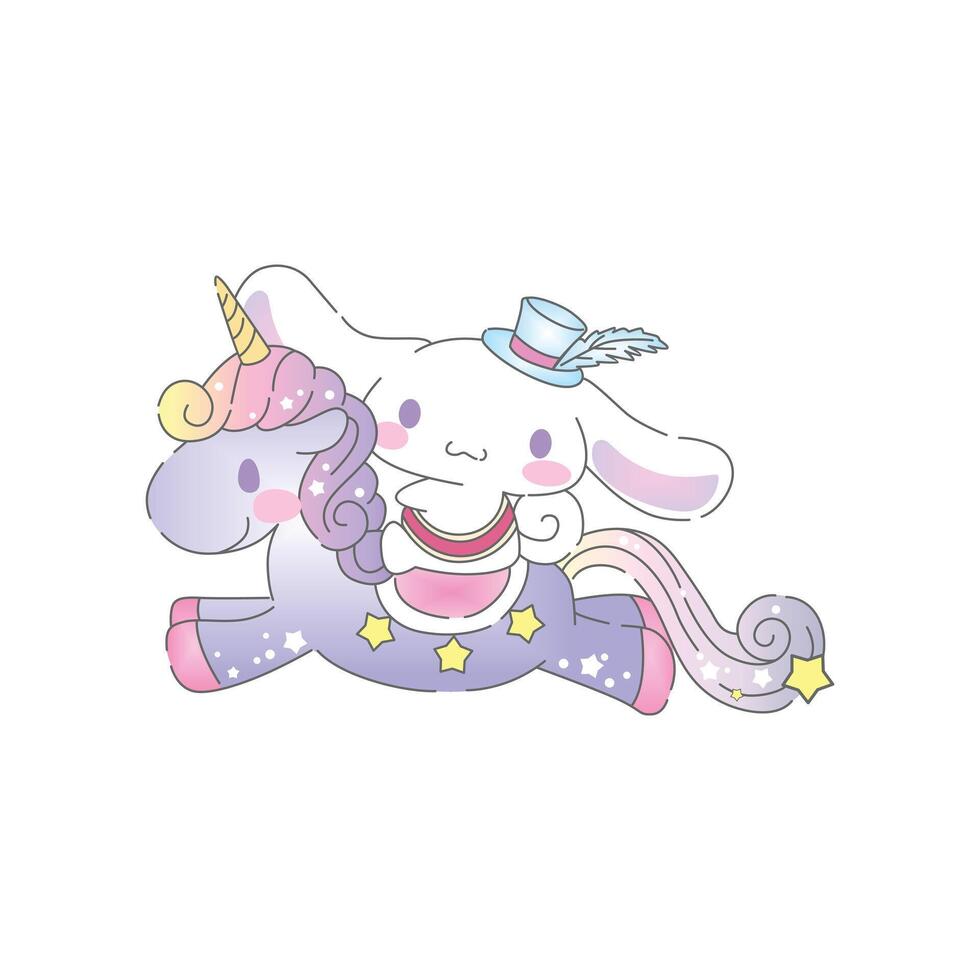 Cinnamon roll riding a unicorn vector