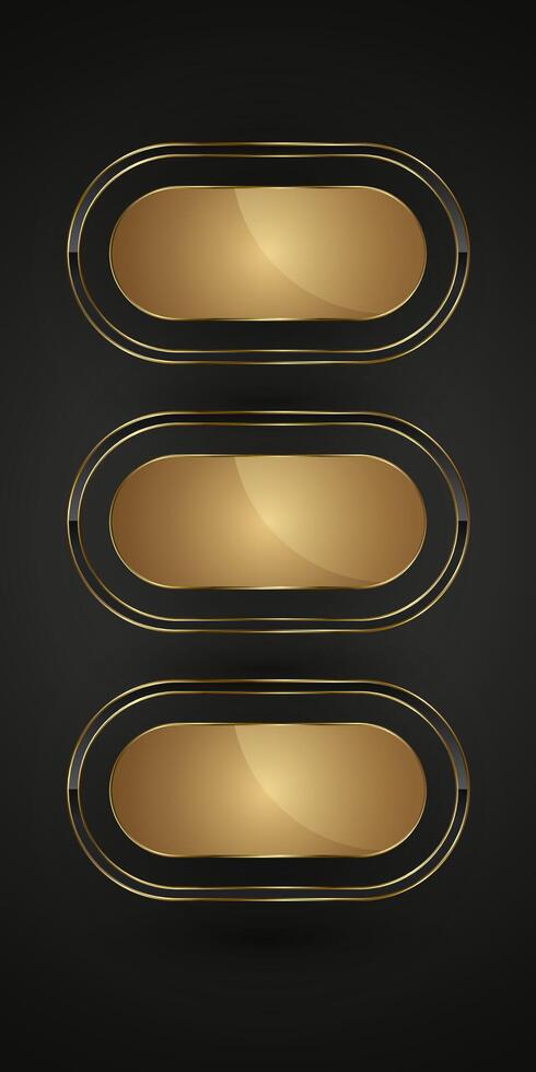 Group of three Luxury buttons style in premium. and VIP luxury button Play. clipart isolated on white background design vector
