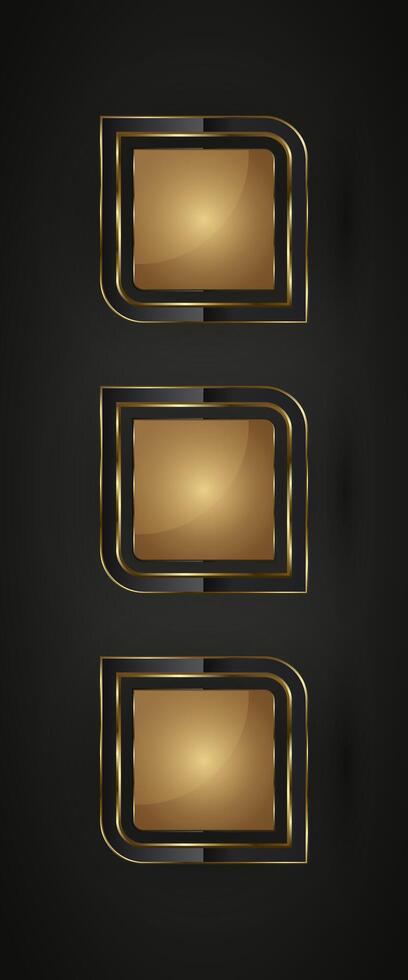 Three Luxury special geometrical shape of symbol with gold stoke around it used for high level and premium value concepts, illustration vector