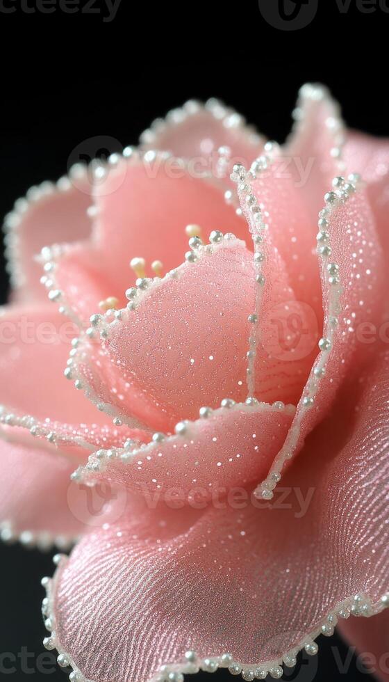 Close-up of a Pink Flower with Silver Accents photo