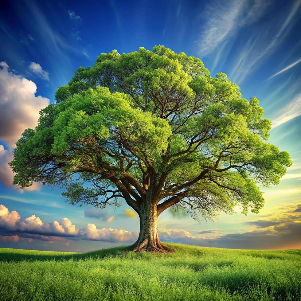 Photorealistic view of tree in nature with branches and trunk photo