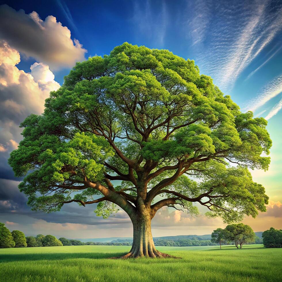Photorealistic view of tree in nature with branches and trunk photo