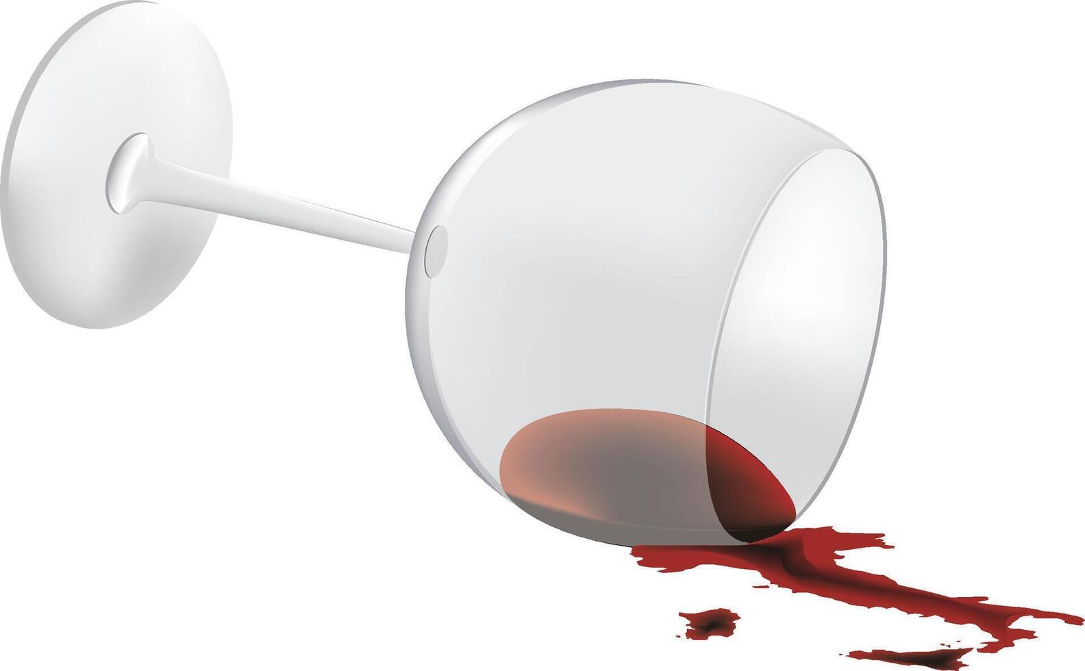 Wine glass tipping over spilling red wine on white background vector