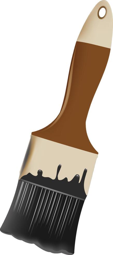 Paintbrush dripping black paint on white background vector