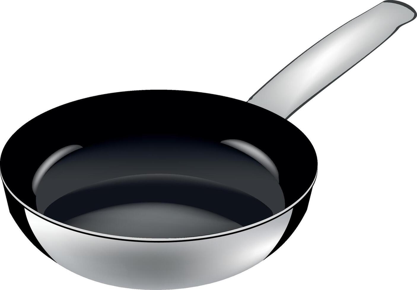 Empty frying pan lying on white background vector