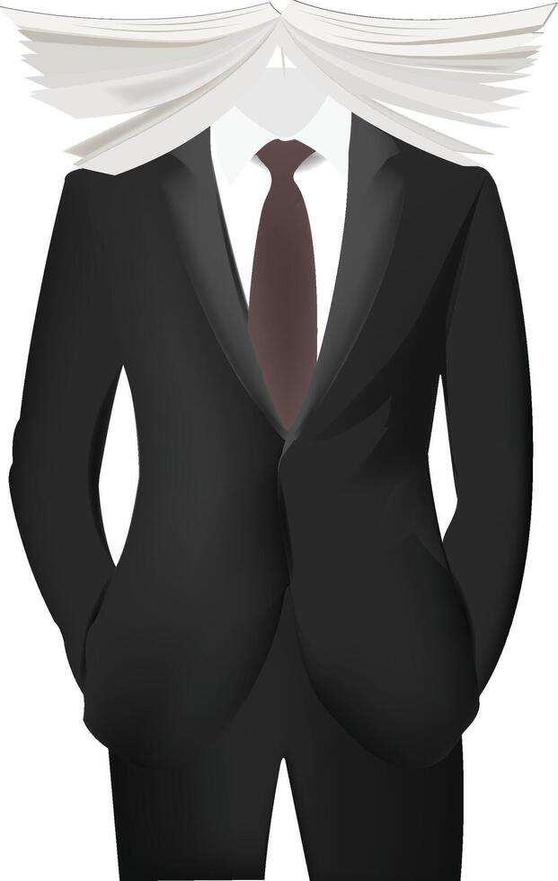 Businessman wearing a suit with a book as a head vector