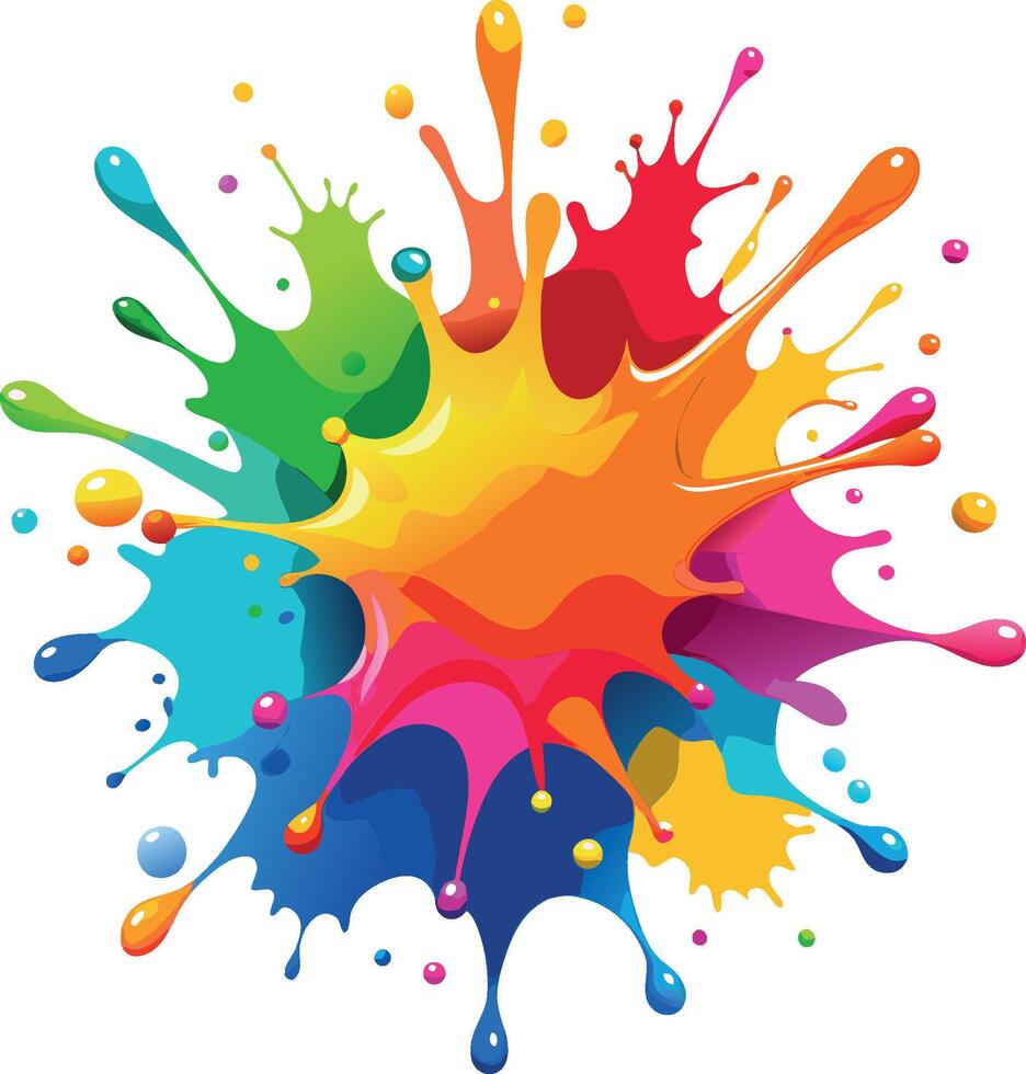 Colorful paint splashing on white background vector