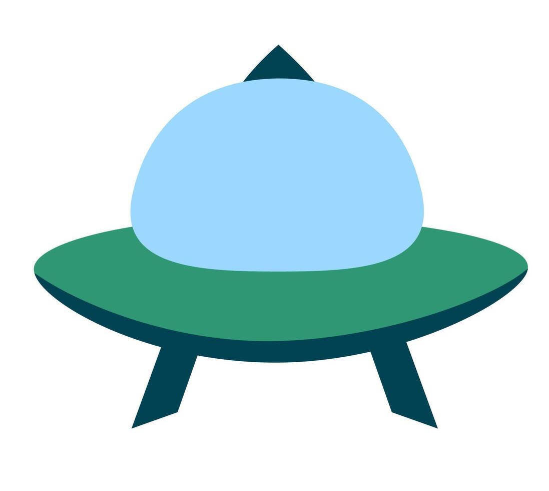 Alien spaceship, spacecrafts and UFO. Cosmic ship in form saucer for transportation. Children clip art. cartoon flat illustration for space design. vector