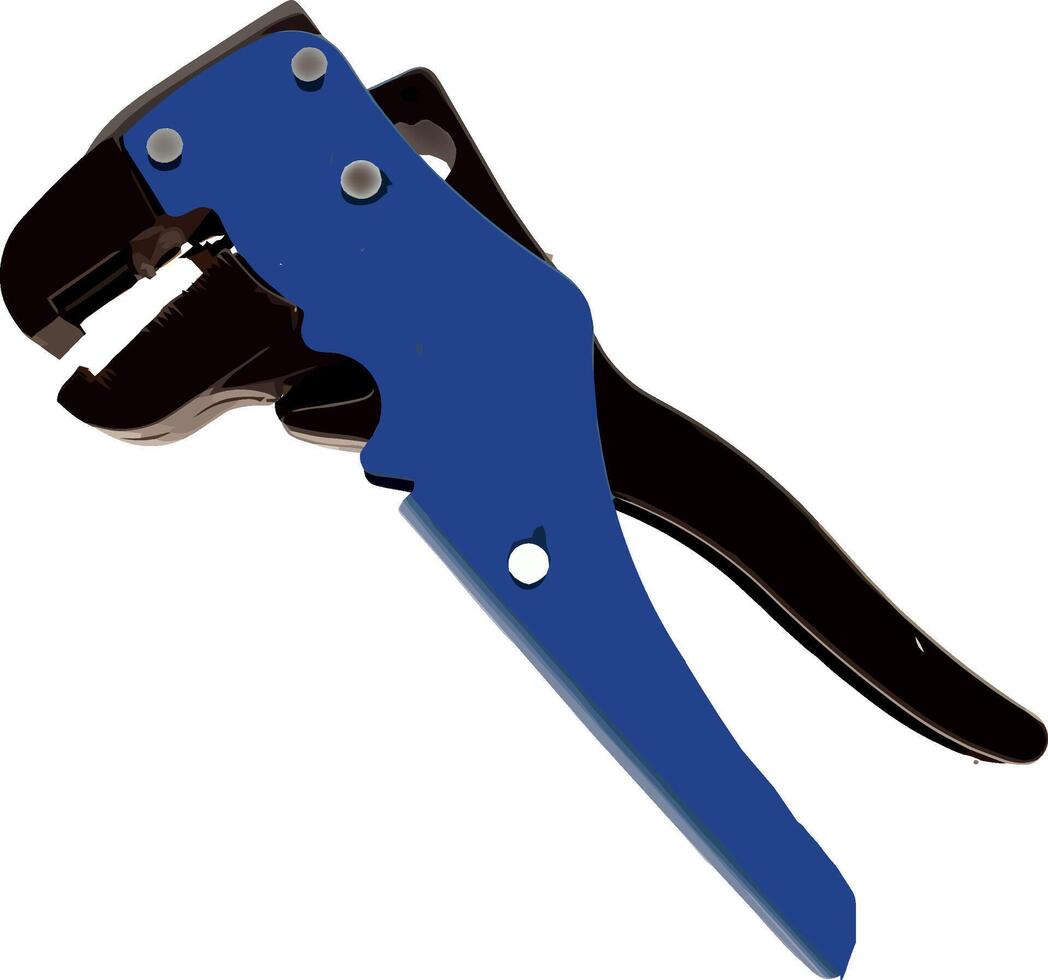 Blue wire stripper tool laying on white background vector