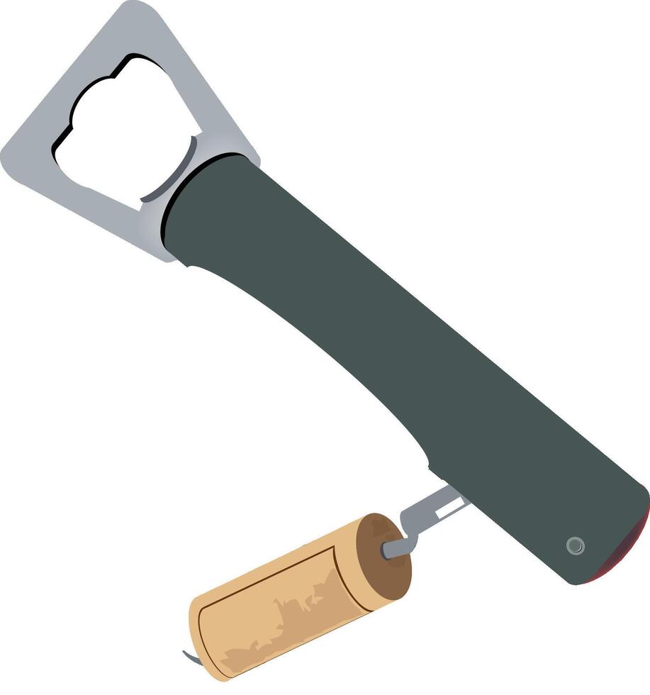 Bottle opener removing cork from wine bottle vector