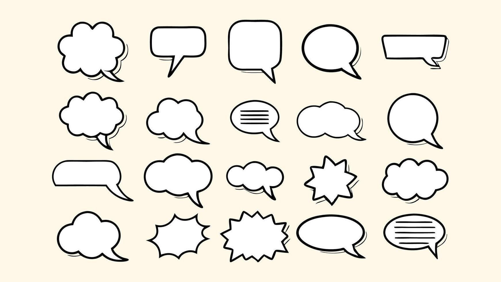 Comic Speech Bubbles for Comments Blank Text Boxes with Doodle Clouds and Balloon Shapes vector